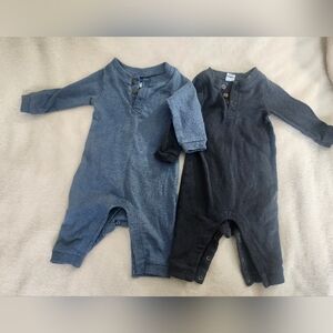 Old Navy Navy Blue And Light Blue Baby Coveralls